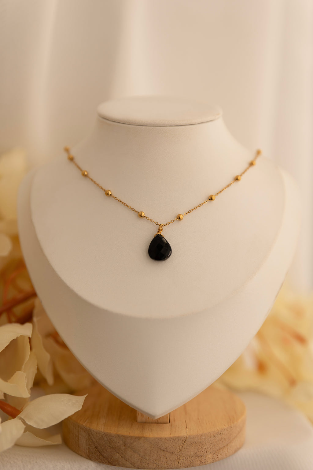 Collier pierre unique : Onyx noir