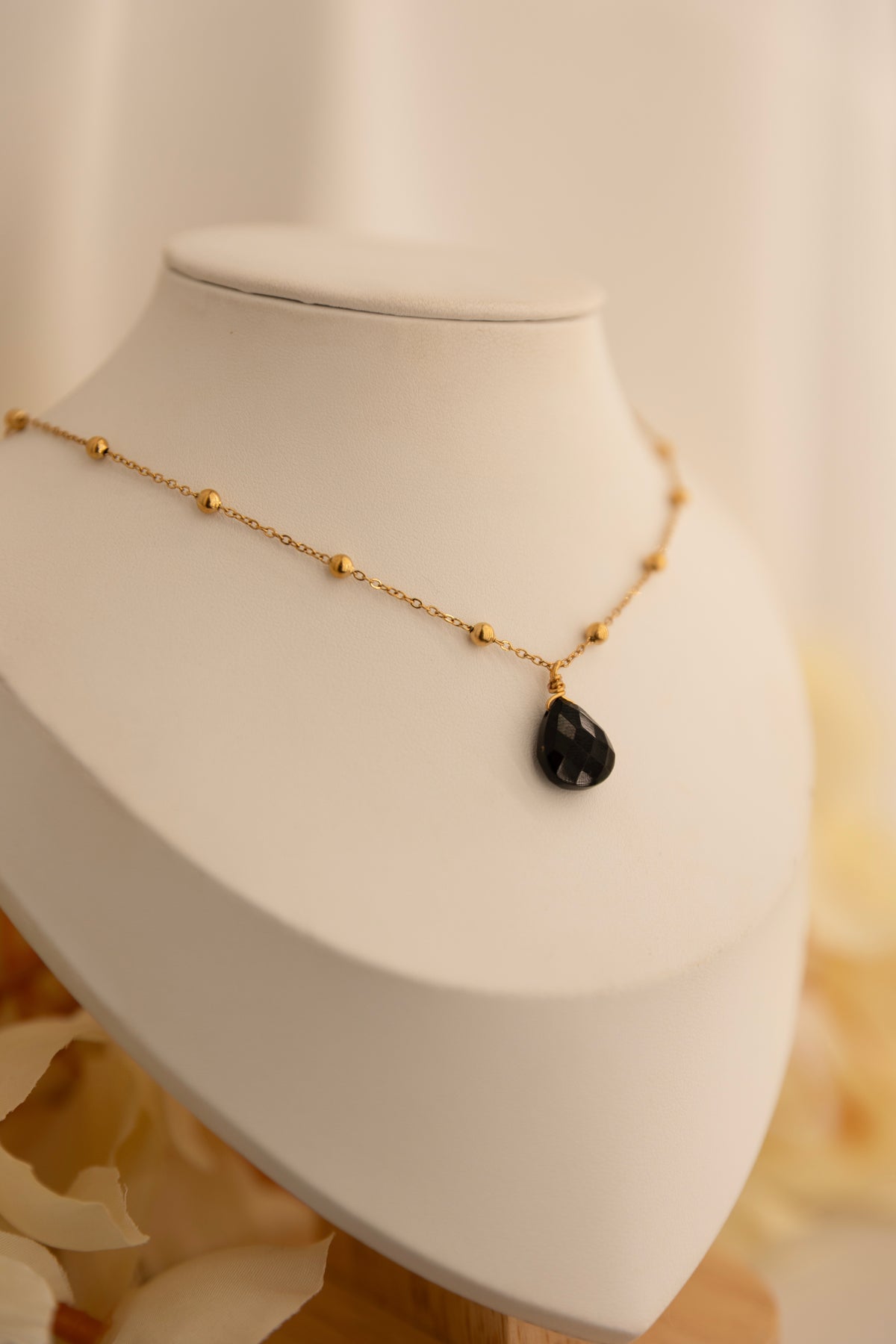 Collier pierre unique : Onyx noir