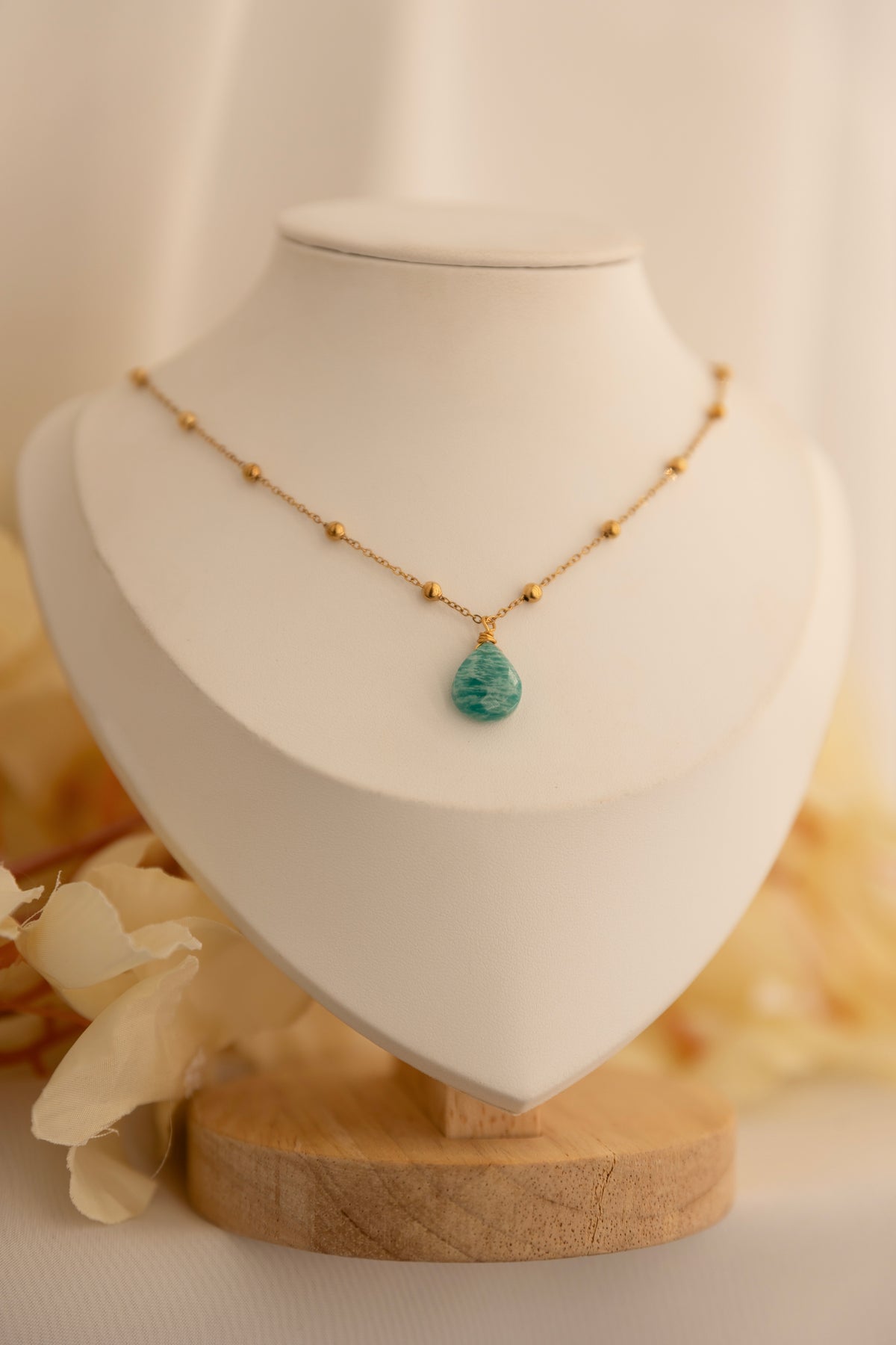 Collier pierre unique : Amazonite