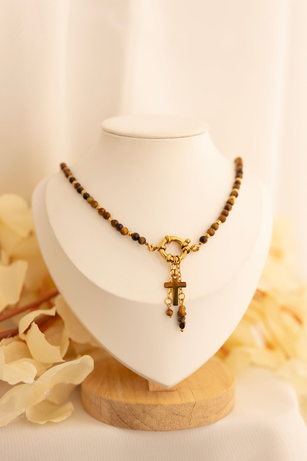 Collier charms : oeil de tigre