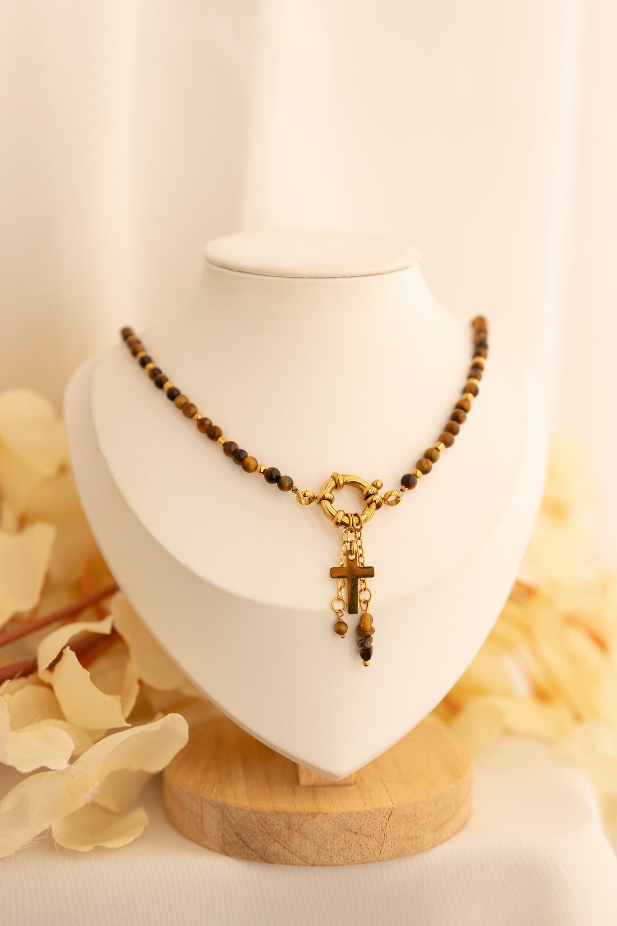 Collier charms : oeil de tigre