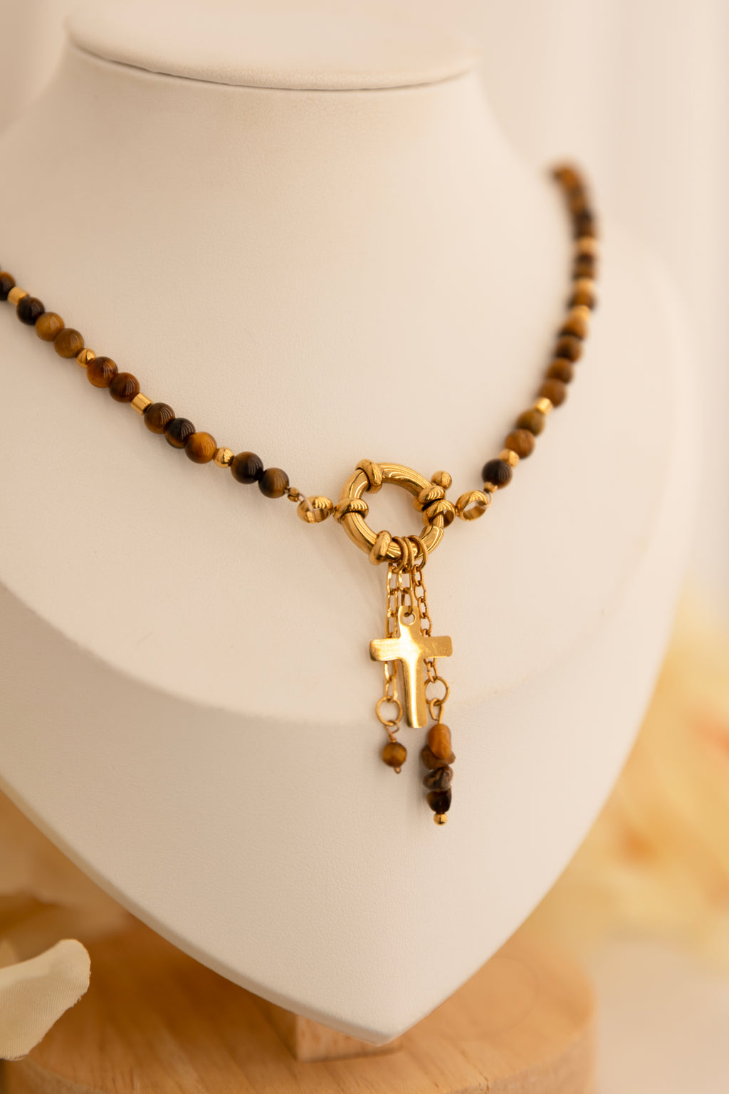 Collier charms : oeil de tigre