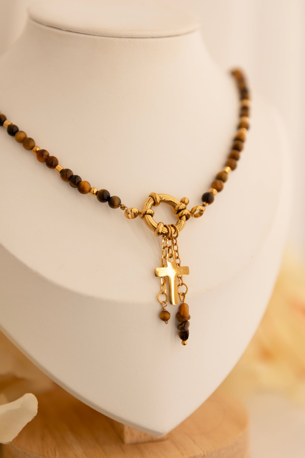 Collier charms : oeil de tigre