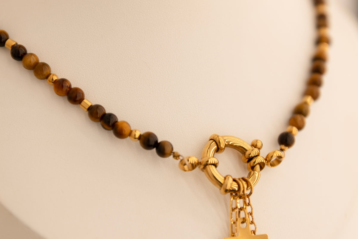 Collier charms : oeil de tigre