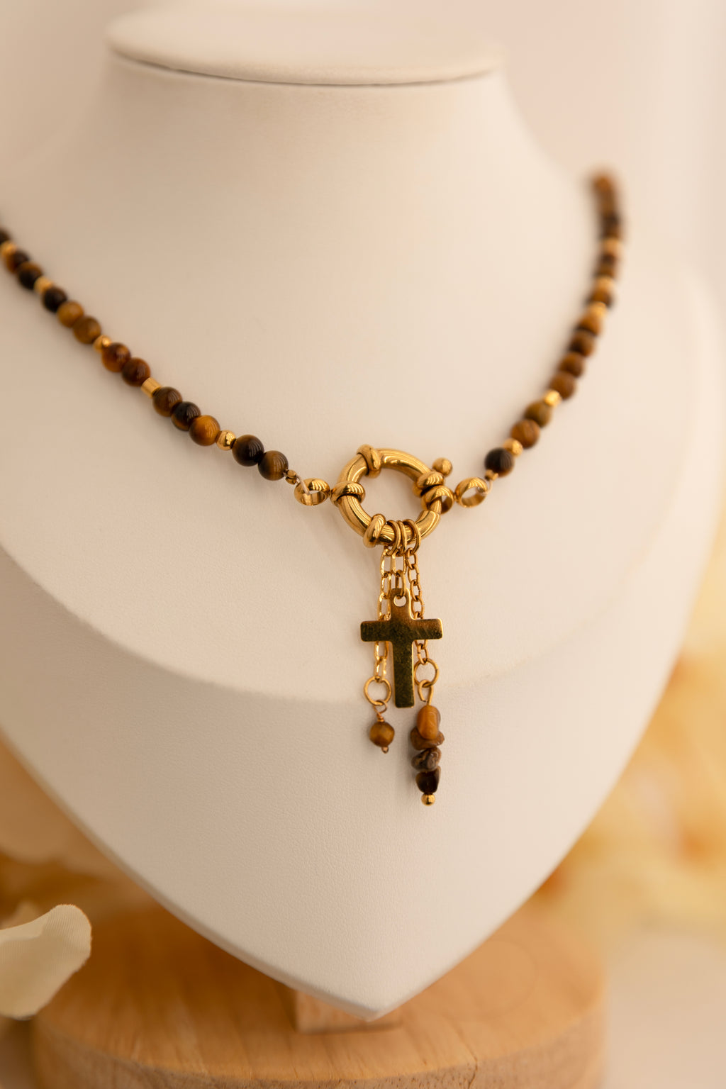 Collier charms : oeil de tigre